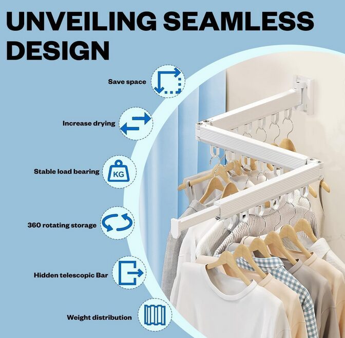 Wall Mounted Z Fold Drying Rack - Premier Storage Systems (Iron - A - Way and Emerg - A - Center)